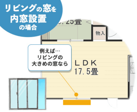 リビングの窓を内窓設置の場合